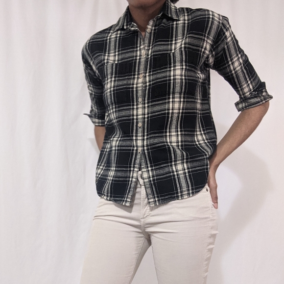 Madewell Flannel Trapeze Shirt Overcast Plaid XXS - Picture 1 of 7